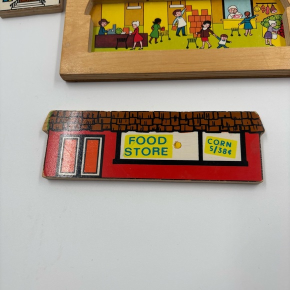 Vtg Fisher-Price Simplex Community 502 Pick-up & Peek Wood Puzzle Holland - Picture 11 of 11
